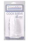 Titanmen Cock Sleeve with Ball Strap - Clear - 5in