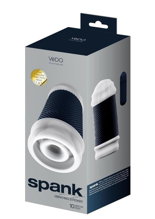 Vedo Spank Rechargeable Vibrating Stroker - Clear