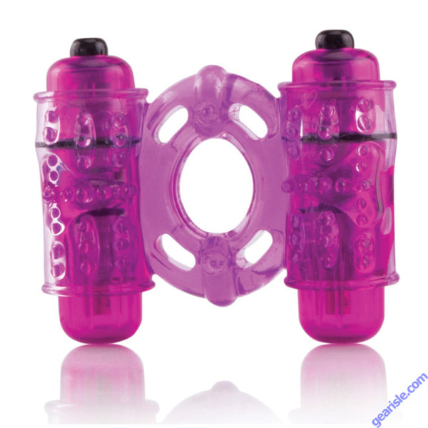 4b Double Wammy Silicone Rechargeable Dual Vibrating Couples Cock Ring