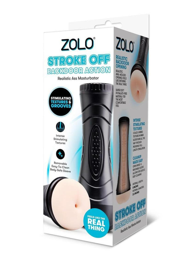 ZOLO Stroke Off Backdoor Action Stroker - Black/Vanilla