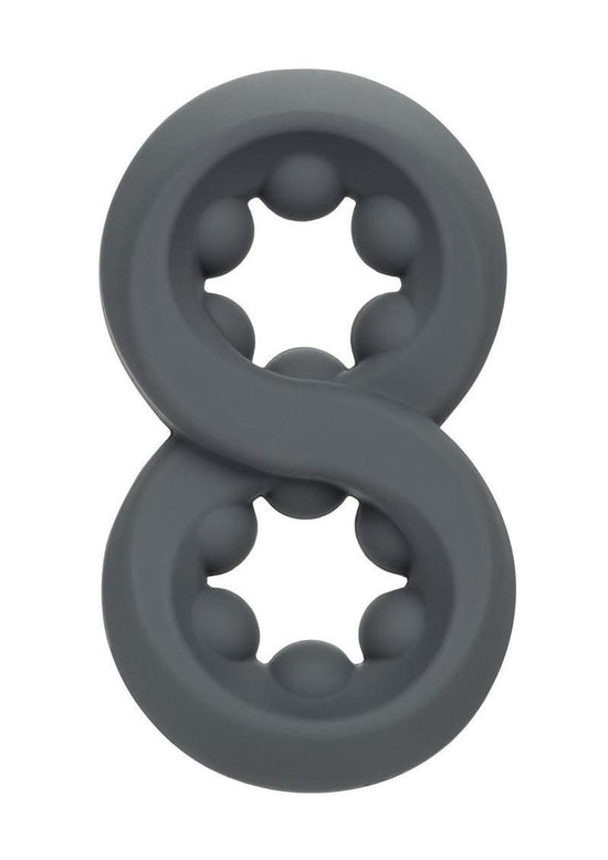 Alpha Liquid Silicone Beaded Crazy 8 Cock Ring - Gray/Grey