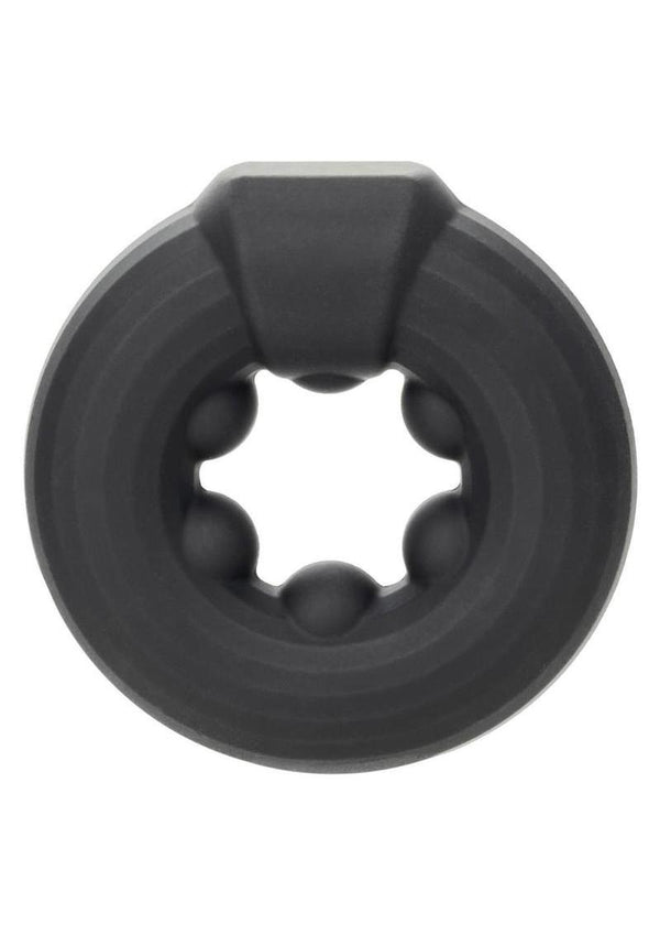 Alpha Liquid Silicone Beaded Optimum Cock Ring - Black