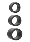 Alpha Liquid Silicone Cock Ring Endurance - Black - 3 Piece/Set