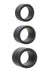 Alpha Liquid Silicone Cock Ring Endurance - Black - 3 Piece/Set