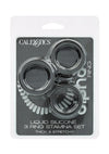 Alpha Liquid Silicone Cock Ring Endurance - Black - 3 Piece/Set