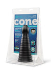 B-Vibe Cone Tapered and Ribbed Dildo with Suction Cup - Black - 10in