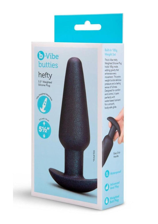 B-Vibe Hefty Weighted Silicone Anal Plug - Black