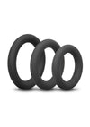 B-Vibe Snug Ring Thick Silicone Cock Ring - Black - 3 Pack