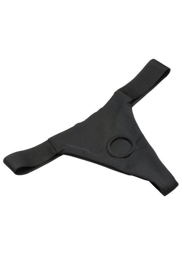 Bedroom Bliss ChÃ©rie Thong Strap-On Panty Harness - Black - Large