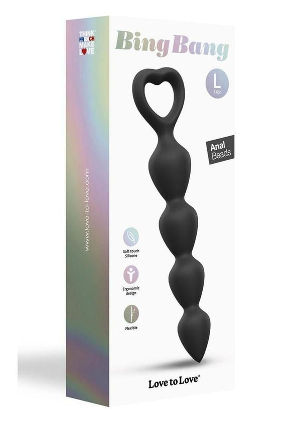 Bing Bang Silicone Anal Beads - Black/Black Onyx - Large