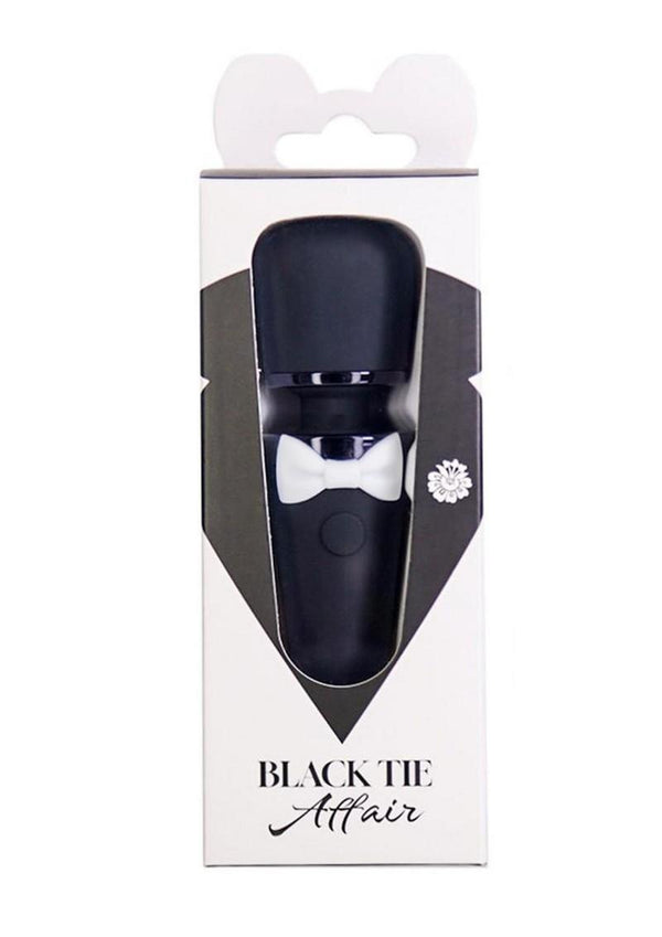 Black Tie Affair Bowtie Silicone Rechargeable Wand - Black/White