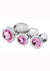 Booty Sparks Pink Gem Glass Anal Plug - Pink - 3 Pieces/Set