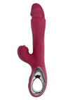 Bursting with Pleasure Rechargeable Silicone Inflatable Dual Rabbit Vibrator - Red