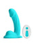 Colours Curve Silicone Vibrating Dildo with Remote Control - Teal - 5in