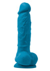 Colours Pleasures Silicone Vibrating Dildo with Balls - Blue - 5in