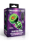 Creature Cocks Eye Of The Spawn Rechargeable Silicone Vibrating and Squirming Butt Plug with Remote - Green