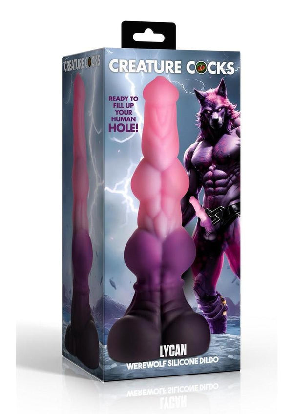 Creature Cocks Lycan Werewolf Silicone Dildo - Pink/Purple