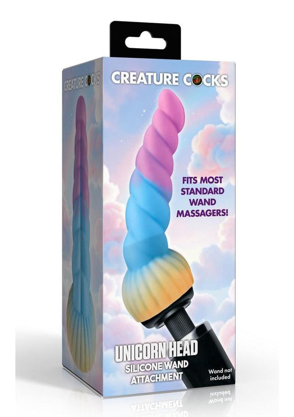 Creature Cocks Unicorn Head Silicone Wand Attachment - Rainbow