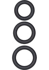 Dr. Joel Kaplan Silicone Support Rings Cock Ring - Black - 3 Piece Set