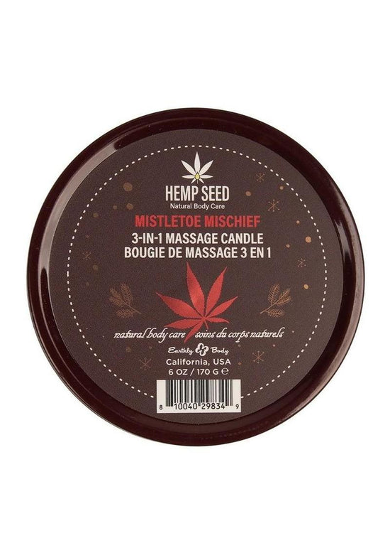 Earthly Body Hemp Seed 3 In 1 Massage Candle - Mistletoe Mischief - 6oz