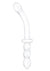 Glas Girthy Ribbed G-Spot Glass Dildo with Handle Grip Double End - Clear - 12in