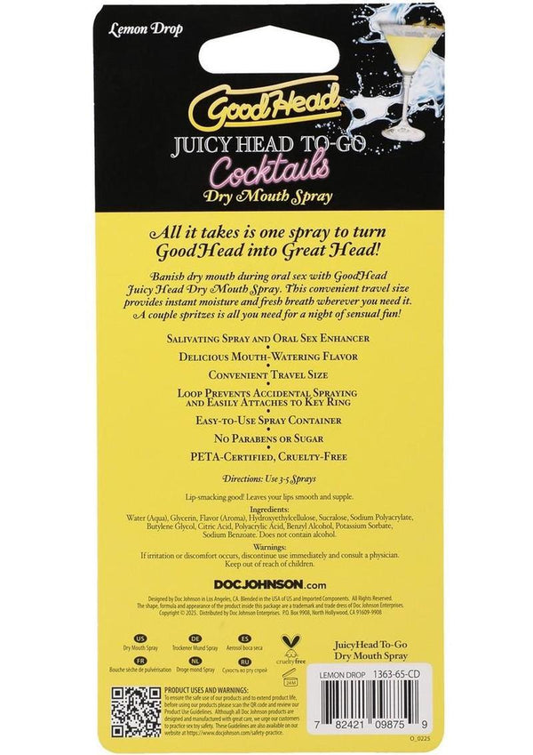 Goodhead Juicy Head Cocktails Dry Mouth Spray To-Go Lemon Drop