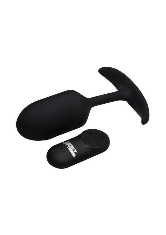Heavy Hitters Vibrating Weighted Rechargeable Silicone Anal Plug - Black - Large