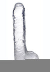Jock C-Thru Slim Realistic Dong with Balls - Clear - 9 In