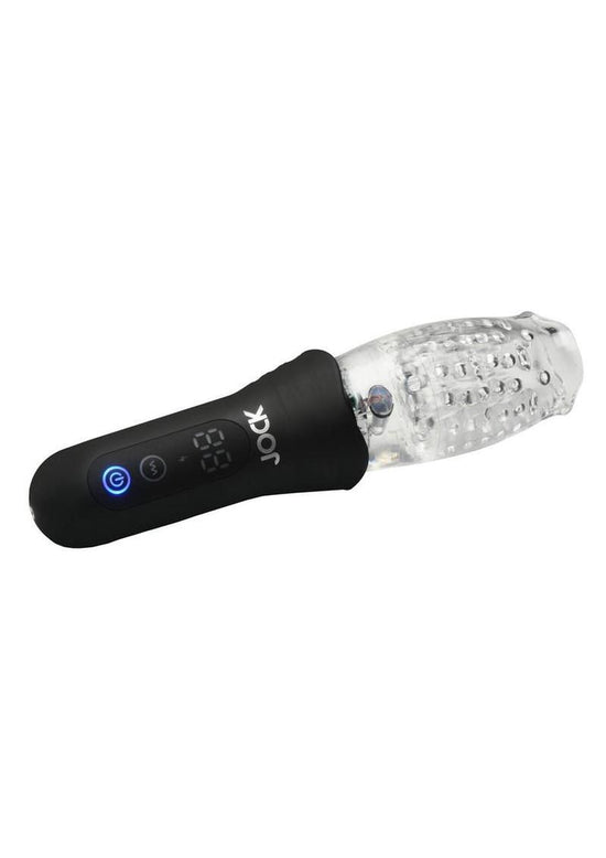 Jock Spinning, Thrusting, and Vibrating Rechargeable Masturbator - Black/Clear