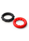 Jock Weighted Silicone Cock Ring - Black/Red - Set
