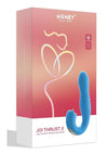 Joi Thrust 2 Pressure Sensing App Controlled Thrusting G-Spot Silicone Rechargeable Vibrator and Tongue Clit Licker - Blue/Gold