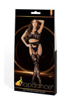 Lapdance Lingerie Crop Top and Garter Hose Set (2 Piece) - Os - Black