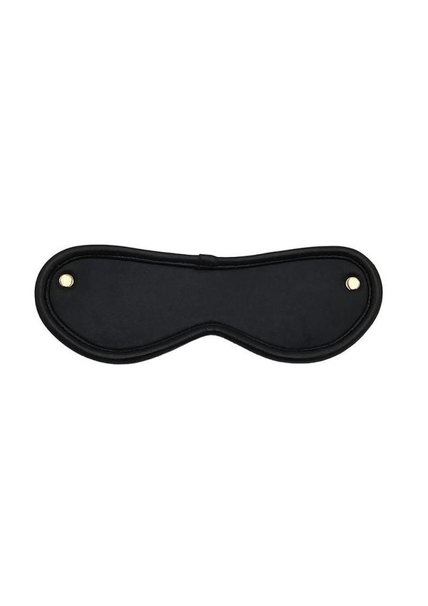 Leather Blindfold with Gold Accessories - Black/Gold