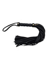 Leather Studded Long Flogger with Gold Accessories - Black/Gold