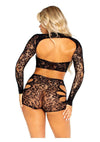 Leg Avenue Cut-Out Lace Romper with Attached Shrug