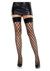 Leg Avenue Eyelet Net Thigh Highs with Satin Elastic Top - Black - One Size