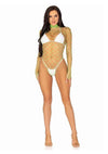 Leg Avenue Fence Net Snap Crotch Long Sleeved Bodysuit