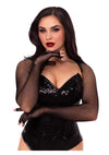 Leg Avenue Fishnet Fingerless Gloved Shrug - Black - One Size