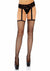 Leg Avenue Fishnet Stockings with Attached Lace Garter Belt - Black - One Size