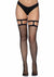 Leg Avenue Fishnet Thigh High with Garter Top - Black - One Size
