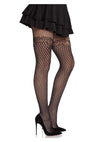 Leg Avenue Gilded Grid Net Tights with Bow Lace Top