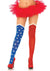 Leg Avenue Hero Opaque Tights with Sheer Thigh - Blue/Red - One Size