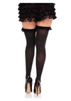 Leg Avenue Lace Garter Sheer Striped Thigh Highs with Satin Bow Accent