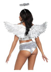 Leg Avenue Metallic Angel Wings and Tinsel Halo Headband - Silver - One Size - 2 Piece