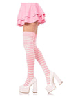 Leg Avenue Nylon Stocking with Stripe - Light Pink/White - One Size