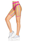 Leg Avenue Ombre Rainbow Woven Net Biker Shorts - Os