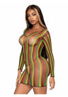 Leg Avenue Rasta Net Long Sleeved Mini Dress