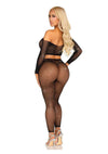 Leg Avenue Rhinestone Fishnet Crop Top and Footless Tights