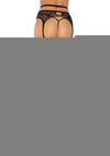 Leg Avenue Scalloped Top Industrial Net Stockings with Attached Strappy Lace Garter Belt