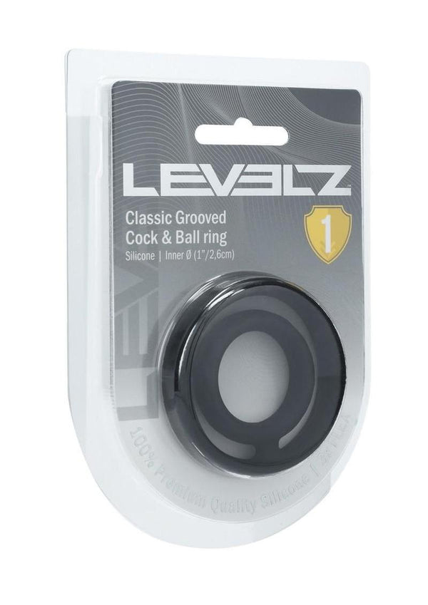 Levelz Classic Grooved Silicone Cock and Ball Ring - Black